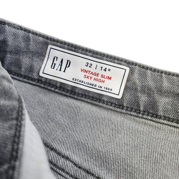 GAP Womens Vintage Slim Sky High Rise Ankle Jeans Size 32 Sky Gray Raw Hem - Picture 8 of 14